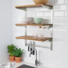 Комбинация навесных кухонных полок IKEA KUNGSFORS нержавеющая сталь ясень (392.543.26)