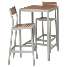 Барный стол и 2 барных стула IKEA SJALLAND светло-коричневый светло-серый (392.678.47)