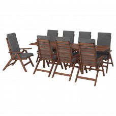 Стіл і 8 стільців IKEA APPLARO коричневий темно-сірий (392.687.81)