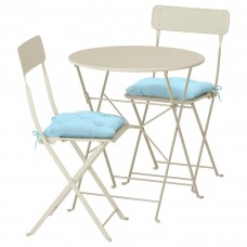 Стол и 2 складных стула IKEA SALTHOLMEN бежевый синий (392.862.90)