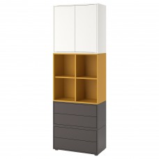 Комбинация шкафов на ножках IKEA EKET белый золотисто-коричневый темно-серый 70x35x212 см (392.865.96)