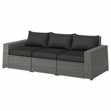 3-місний модульний диван IKEA SOLLERON темно-сірий чорний 223x82x82 см (392.884.87)