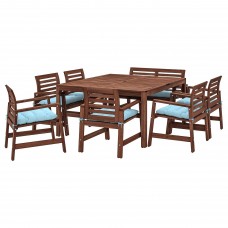 Стол с 6 креслами и скамья IKEA APPLARO коричневый голубой (392.896.70)
