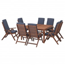 Стіл і 8 крісел IKEA APPLARO коричневий синій (392.898.54)