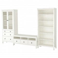 Комбинация мебели для TV IKEA HEMNES белый прозрачное стекло 326x197 см (392.995.65)