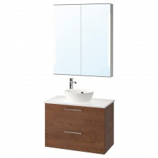Комплект мебели для ванной IKEA GODMORGON/TOLKEN / KATTEVIK коричневый под мрамор 82 см (393.223.30)