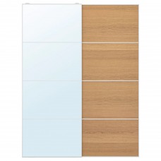Пара розсувних дверцят IKEA AULI / MEHAMN дзеркальне скло дуб 150x201 см (393.288.84)