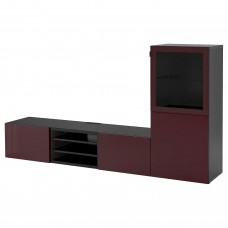 Комбинация шкафов под TV IKEA BESTA черно-коричневый 240x42x129 см (393.295.53)