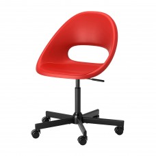 Офісний поворотний стілець IKEA ELDBERGET / MALSKAR червоний чорний (393.318.53)