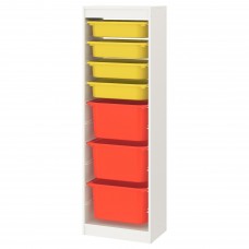 Комбінація стелажу IKEA TROFAST білий жовтий оранжевий 46x30x145 см (393.359.26)