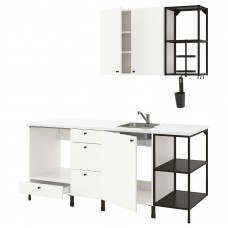 Кухня IKEA ENHET антрацит белый 203x63.5x222 см (393.374.02)