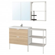Комплект мебели для ванной IKEA ENHET / TVALLEN под дуб белый 142x43x87 см (393.382.89)