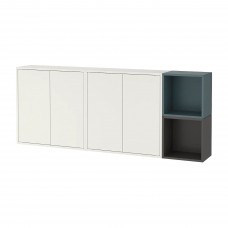 Комбінація настінних шаф IKEA EKET білий темно-сірий сіро-бірюзовий 175x25x70 см (393.860.58)