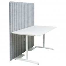 Стіл з стінкою IKEA BEKANT білий сірий 160x80 150 см (393.874.54)