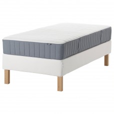 Континентальне ліжко IKEA ESPEVAR/VALEVAG білий твердий матрац світло-блакитний 90x200 см (393.898.96)