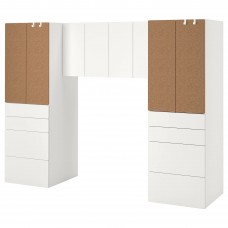 Комбінація шаф IKEA SMASTAD білий коркове дерево 240x57x181 см (393.910.31)