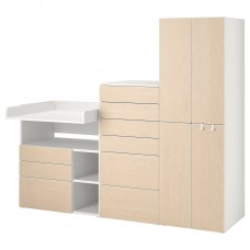 Комбинация шкафов с пеленальным столиком IKEA SMASTAD / PLATSA белый береза 210x79x180 см (393.923.80)