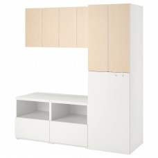Комбинация шкафчиков IKEA SMASTAD белый береза 180x57x196 см (393.931.05)