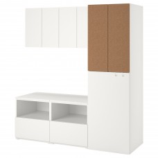 Комбінація шаф IKEA SMASTAD білий коркове дерево 180x57x196 см (393.931.34)