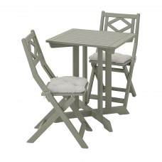 Стіл і 2 розкладних крісла IKEA BONDHOLMEN сад балкон сірий сірий (394.129.34)