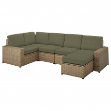 Модульний кутовий 4-місний диван IKEA SOLLERON темно-бежево-зелений (394.137.02)