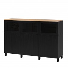 Комбінація шаф та стелажів IKEA BESTA чорно-коричневий 180x42x114 см (394.190.87)