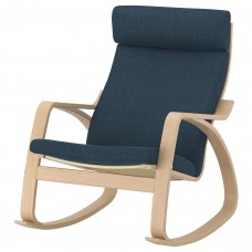Крісло-гойдалка IKEA POANG білений дуб темно-синій (394.291.52)