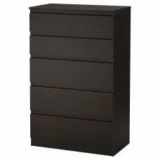 Комод з 5 шухлядами IKEA KULLEN чорно-коричневий 70x112 см (403.936.61)