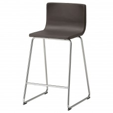 Барний стілець IKEA BERNHARD хромований темно-коричневий 66 см (404.614.43)