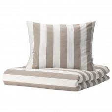 Комплект постельного белья IKEA BARALM белый бежевый полоска 150x200/50x60 см (404.905.77)