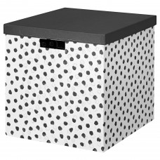 Коробка з кришкою IKEA TJENA крапки чорний 32x35x32 см (404.969.04)
