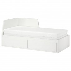 Кушетка с 2 ящиками IKEA FLEKKE белый матр. HUSVIKA жесткий 80x200 см (491.838.71)
