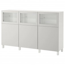 Комбінація шаф та стелажів IKEA BESTA білий світло-сіре безбарвне скло 180x42x112 см (492.080.32)