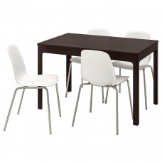 Стіл і 4 стільці IKEA EKEDALEN / LEIFARNE темно-коричневий білий 120/180 см (492.212.98)