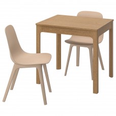 Стіл і 2 стільці IKEA EKEDALEN / ODGER дуб білий бежевий 80/120 см (492.214.01)