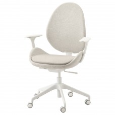 Офісний стілець з підлокітником IKEA HATTEFJALL бежевий білий (492.521.19)