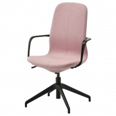 Конференц-крісло з підлокітником IKEA LANGFJALL світлий коричнево-рожевий чорний (492.618.78)