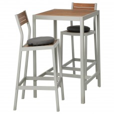 Барний стіл і 2 барних стільці IKEA SJALLAND світло-коричневий темно-сірий (492.681.44)
