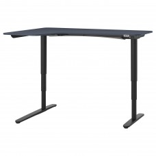 Кутовий лівобічний письмовий стіл IKEA BEKANT синій чорний 160x110 см (492.822.82)