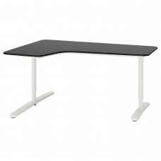Кутовий лівобічний письмовий стіл IKEA BEKANT чорний білий 160x110 см (492.828.33)