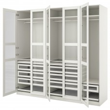 Гардероб IKEA PAX / TYSSEDAL білий скло 250x60x236 см (493.249.46)