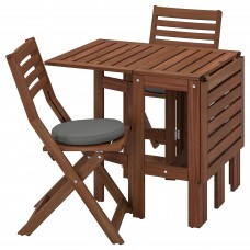 Стіл і 2 розкладних крісла IKEA APPLARO сад балкон коричневий темно-сірий (493.283.41)