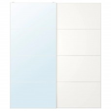 Пара раздвижных дверей IKEA AULI / MEHAMN зеркальное стекло белый 200x236 см (493.288.12)