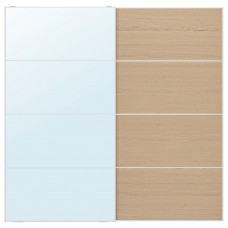 Пара розсувних дверцят IKEA AULI / MEHAMN дзеркальне скло білений дуб 200x201 см (493.289.06)
