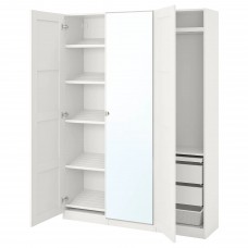 Гардероб IKEA PAX / BERGSBO/VIKEDAL белый зеркальное стекло 150x38x201 см (493.289.11)