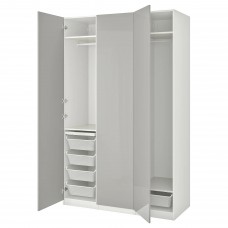Гардероб IKEA PAX / FARDAL белый глянцевый светло-серый 150x60x236 см (493.292.13)