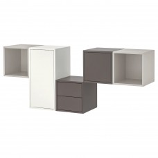 Комбінація настінних шаф IKEA EKET білий світло-сірий темно-сірий 175x35x70 см (493.293.93)