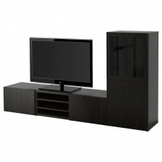 Комбинация шкафов под TV IKEA BESTA черно-коричневый 240x42x129 см (493.294.06)