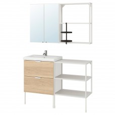 Набір меблів для ванної IKEA ENHET / TVALLEN під дуб білий 122x43x87 см (493.376.42)