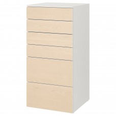 Комод с 6 ящиками IKEA SMASTAD / PLATSA белый береза 60x57x123 см (493.877.31)